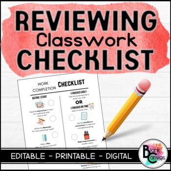 Reviewing Classwork Checklist by Blank Canvas | TPT