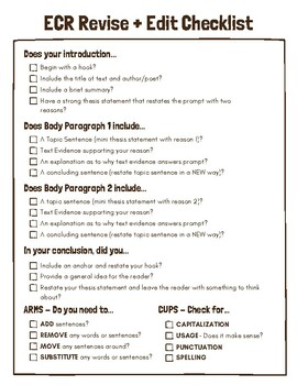 Preview of Revise + Edit Checklist for ECR