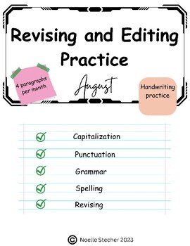 Preview of Revise and Edit Paragraph Practice *AUGUST*