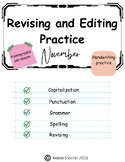 Revise and Edit Paragraph Practice **November**