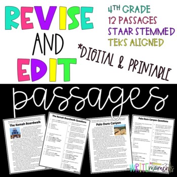 Preview of Texas Revise and Edit Passages- STAAR stemmed questions