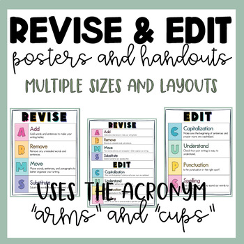 Preview of Revise and Edit Posters and Handouts | CUPS | ARMS | Writing Anchor Chart