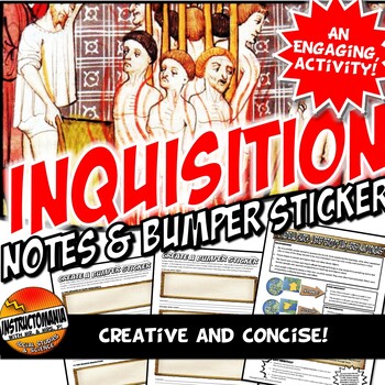 Preview of Spanish Inquisition and Spain Outline Notes & Bumper Sticker Fun Activity