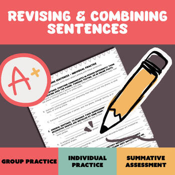 Preview of Revising & Combining Sentences for HS/MS English - Test Prep, worksheets, group