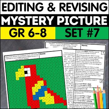 Preview of Revising & Editing Mystery Picture 6th 7th 8th Grade Grammar Paragraph Editing