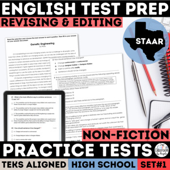 Preview of STAAR Revising & Editing Practice High School Test Prep Multiple Choice English