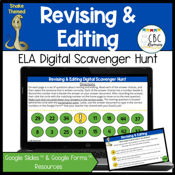 Preview of Revising and Editing Practice & Review ELA Scavenger Hunt with Google Slides™