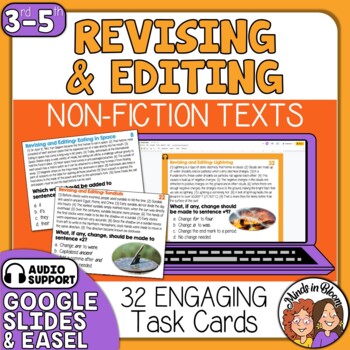 Preview of Revising and Editing Task Cards for Informational Text Self-Checking with Audio