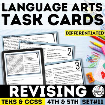 Preview of Revising and Editing Practice Task Cards STAAR Test Prep Fun Activity Worksheet