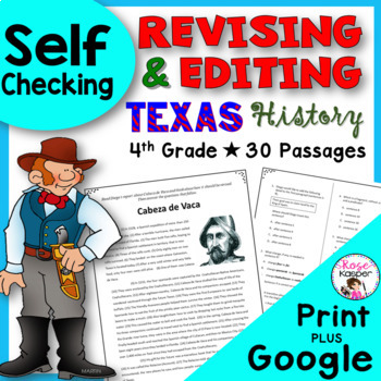 Preview of Revising and Editing Practice - Texas History - Print Plus Google Forms