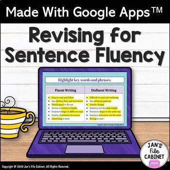 Preview of Revising for Sentence Fluency Lesson and Practice GRADES 4-7 Google Apps