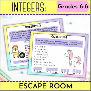 Preview of Revision Integers: Escape room