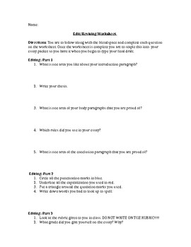Preview of Revision Worksheet