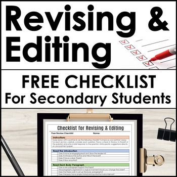 Preview of Revision and Editing Checklist for High School Essay Writing in High School
