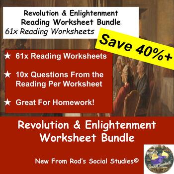 Preview of Revolution & Enlightenment Chapter Reading Worksheet Bundle **Editable**