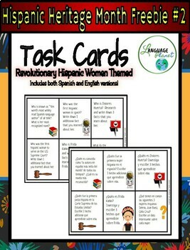 Preview of Revolutionary Hispanic Women Task Cards   -  Hispanic Heritage Month Freebie #2