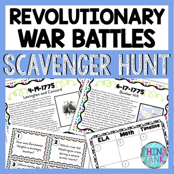 Preview of Revolutionary War Battles Scavenger Hunt - Task Cards - Reading Comprehension