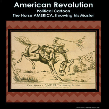 Preview of Revolutionary War Cartoon, The Horse America Throwing its Master
