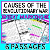 Revolutionary War Causes Reading Passages and Text Marking
