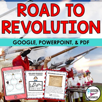 Preview of Revolutionary War Causes Unit- Road to American Revolution | Digital & Printable