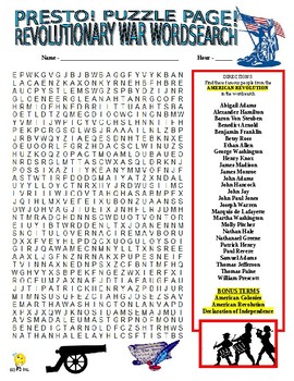 Preview of Revolutionary War : Famous People Puzzle Page (Wordsearch and Criss-Cross)