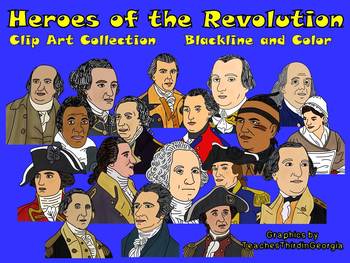 Preview of Revolutionary War Heroes Portrait Clip Art Collection-Color and Blackline