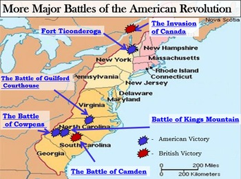 revolutionary war battle map all battles