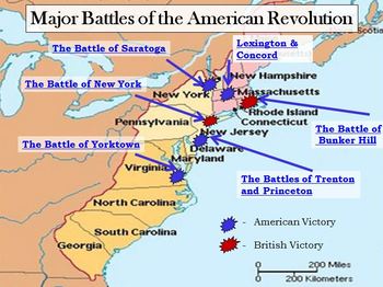 Preview of Revolutionary War Interactive Battle Map and Worksheet w key
