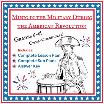 Preview of Revolutionary War Music- reproducible PDF assignment: Complete with sub plans!