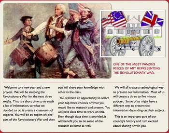 Preview of Revolutionary War - Project Based Learning