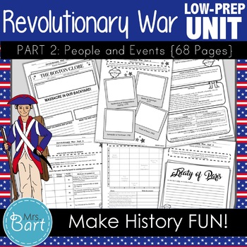 Preview of Revolutionary War Unit (Part 2) ---68 PAGES of Activities!