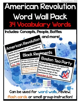 Preview of Revolutionary War Word Wall- 34 Vocab Pack