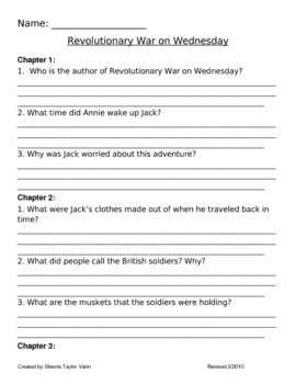 Preview of Revolutionary War on Wednesday Comprehension Questions