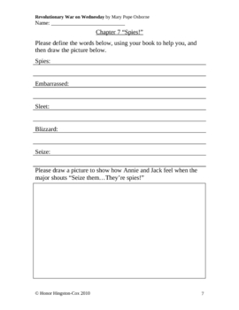 Preview of Revolutionary War on Wednesday Worksheets (Magic Tree House #22)
