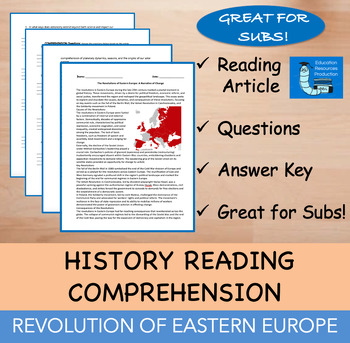 Preview of Revolutions of Eastern Europe - Reading Comprehension Passage & Questions
