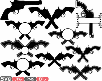 Download Revolver Guns Split Circle Svg Silhouette Monogram Clip Art Gun Amendment 588s