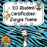 Reward Certificates for Students: Jungle Themed (Editable)