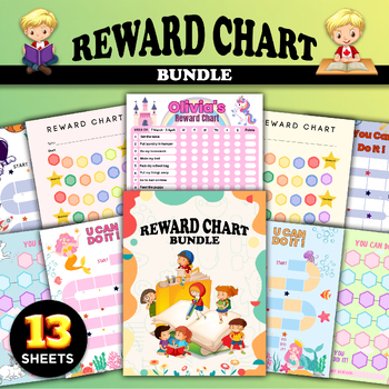 Preview of Reward Chart Bundle, Toddler Reward Chart, Printable Kids Routine Chart