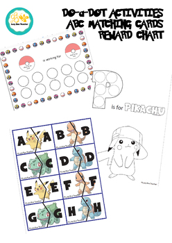 Preview of Pokemon Trial Pack - Reward chart, Do-a-dot, Matching ABC
