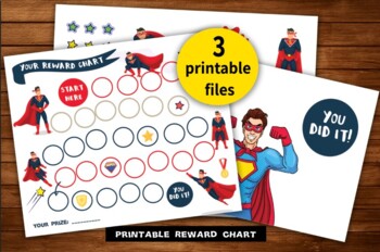Preview of Reward Chart - Super Hero Reward Chart - Sticker Chart, Instant Download Reward