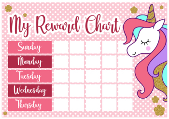 Preview of Reward Chart (Weekly) Unicorn Theme