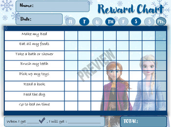 Preview of Reward Chart for kids / Frozen Reward Chart /Printable / Printable Chore Card /