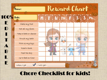 Preview of Reward Chart for kids / Frozen Reward Chart /Printable / Printable Chore Card /