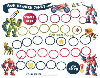 Preview of Reward Chart - transformers Reward Chart - Sticker Chart, Instant Download