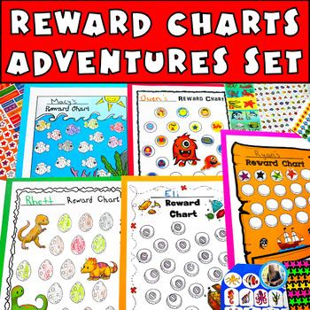 Preview of Reward Charts Dinosaur Monster Printable Behavior Sticker Incentive Tracker