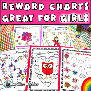 Preview of Reward Chart for GIRLS Printable Digital Behavior Sticker Incentive Tracker