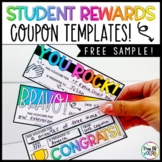 Reward Coupons for Classroom Management FREEBIE