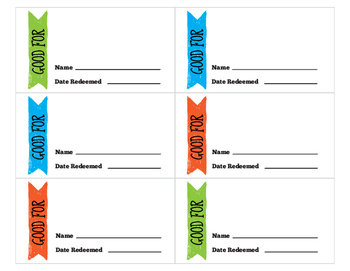 Reward Coupons for Students, Good work recognition, Reward Cards