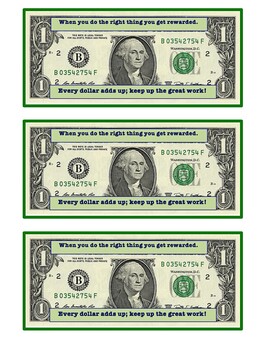 Reward Dollars Promote Positive Behavior | TpT