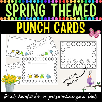 Preview of punch cards template | behavior punch cards | Spring Themed